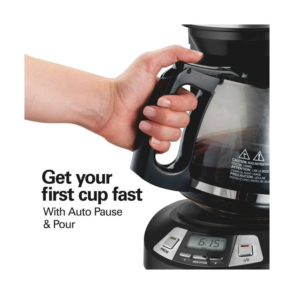 Hamilton Beach Coffee Maker 12 Cup Black New Programmable Auto Pause 46205